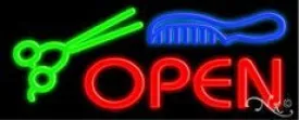 Open Scizzor Comb Handcrafted Real GlassTube Neon Sign