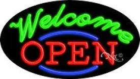 Open Welcome Flashing Handcrafted Real GlassTube Neon Sign