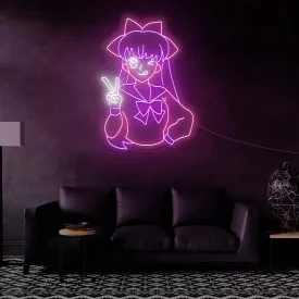 Peace Anime Girl  Neon Sign – Vibrant, Durable Décor for Fans and Themed Spaces