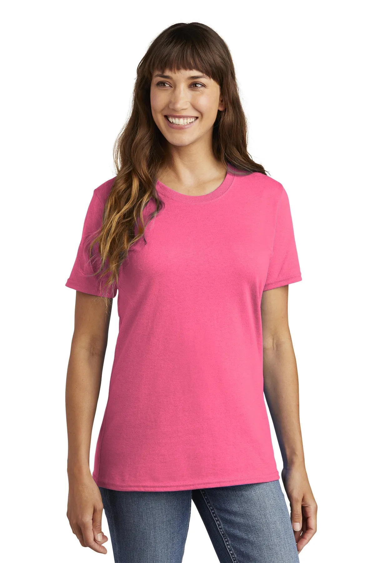 Port & Company Ladies Custom Core Cotton Tee's, Neon Pink