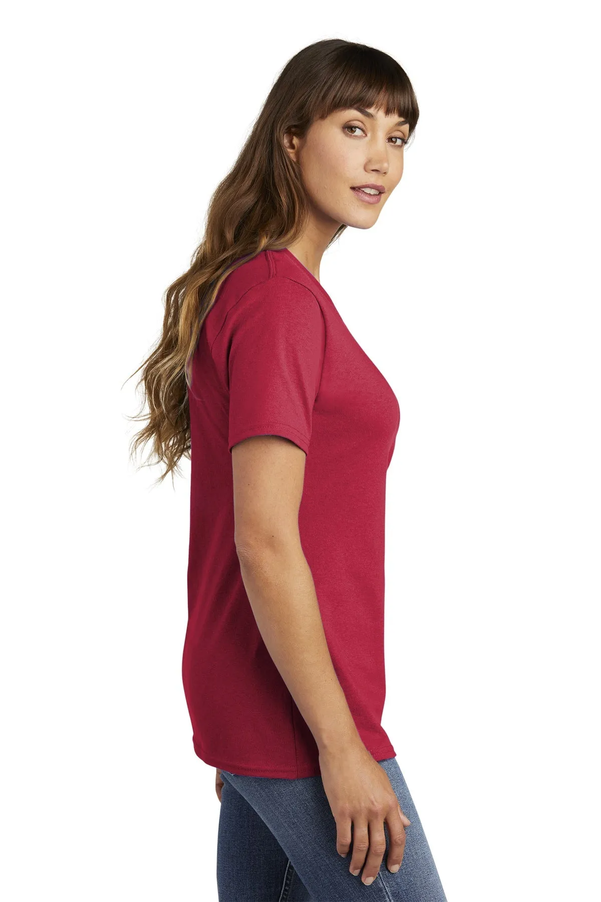 Port & Company Ladies Customized Core Cotton Tee's, Red