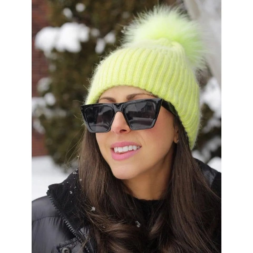 PRE Isabella Fur Pom Hat in Neon