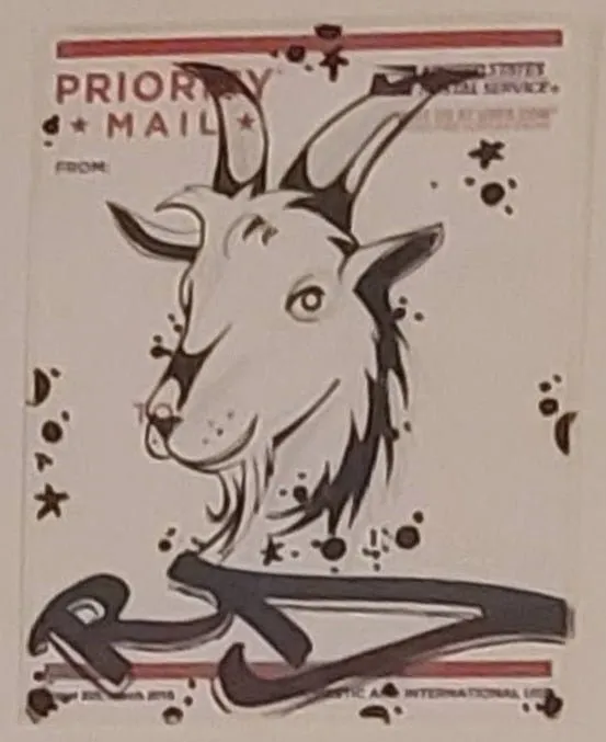 Priority Mail GOAT Slap-Up Drawing by RD-357 Real Deal