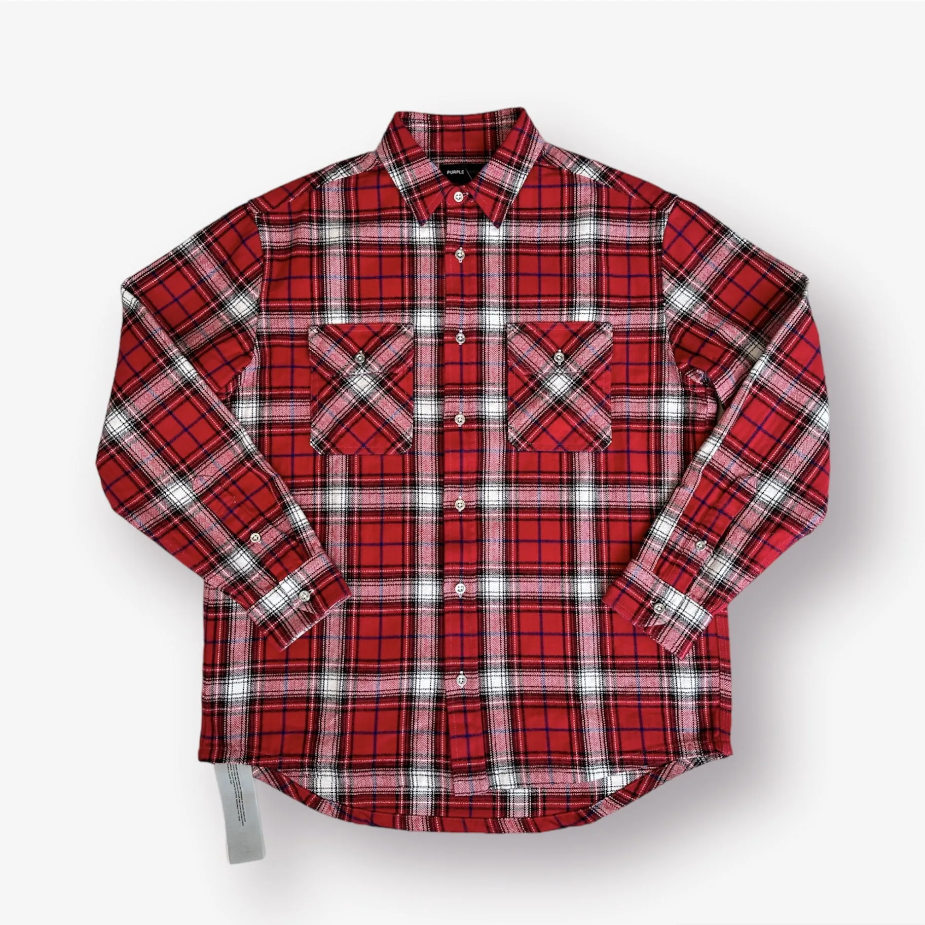 Purple Brand Plaid Flannel LS Shirt Red Multi Plaid