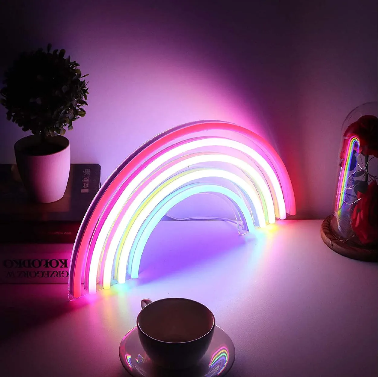 Rainbow Neon Light Strip for Wall Kids Bedroom Office Home Decorartion LED Art Indoor 12 X 6.4 Inches