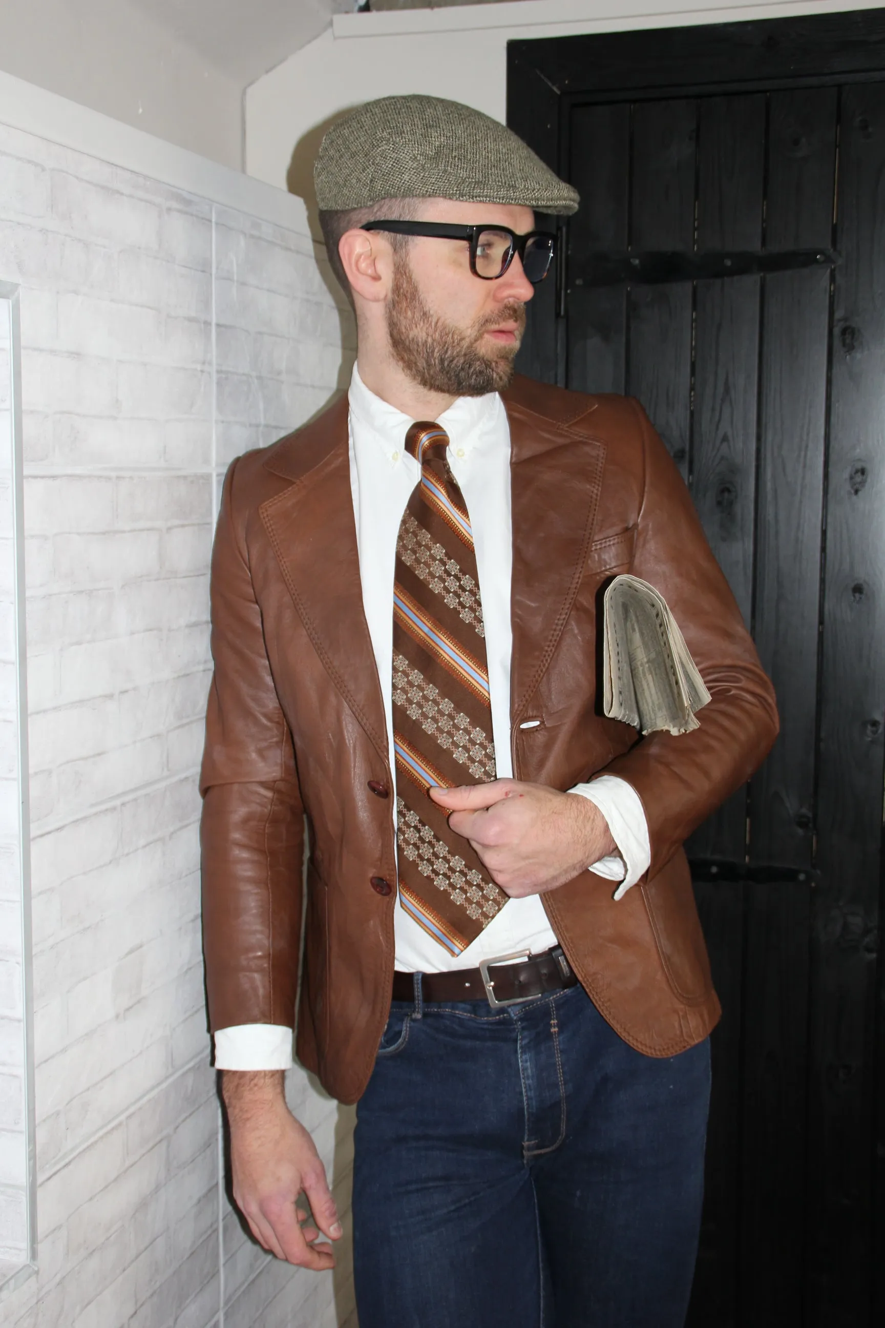 RENT Vintage Dark Brown Leather Blazer Jacket