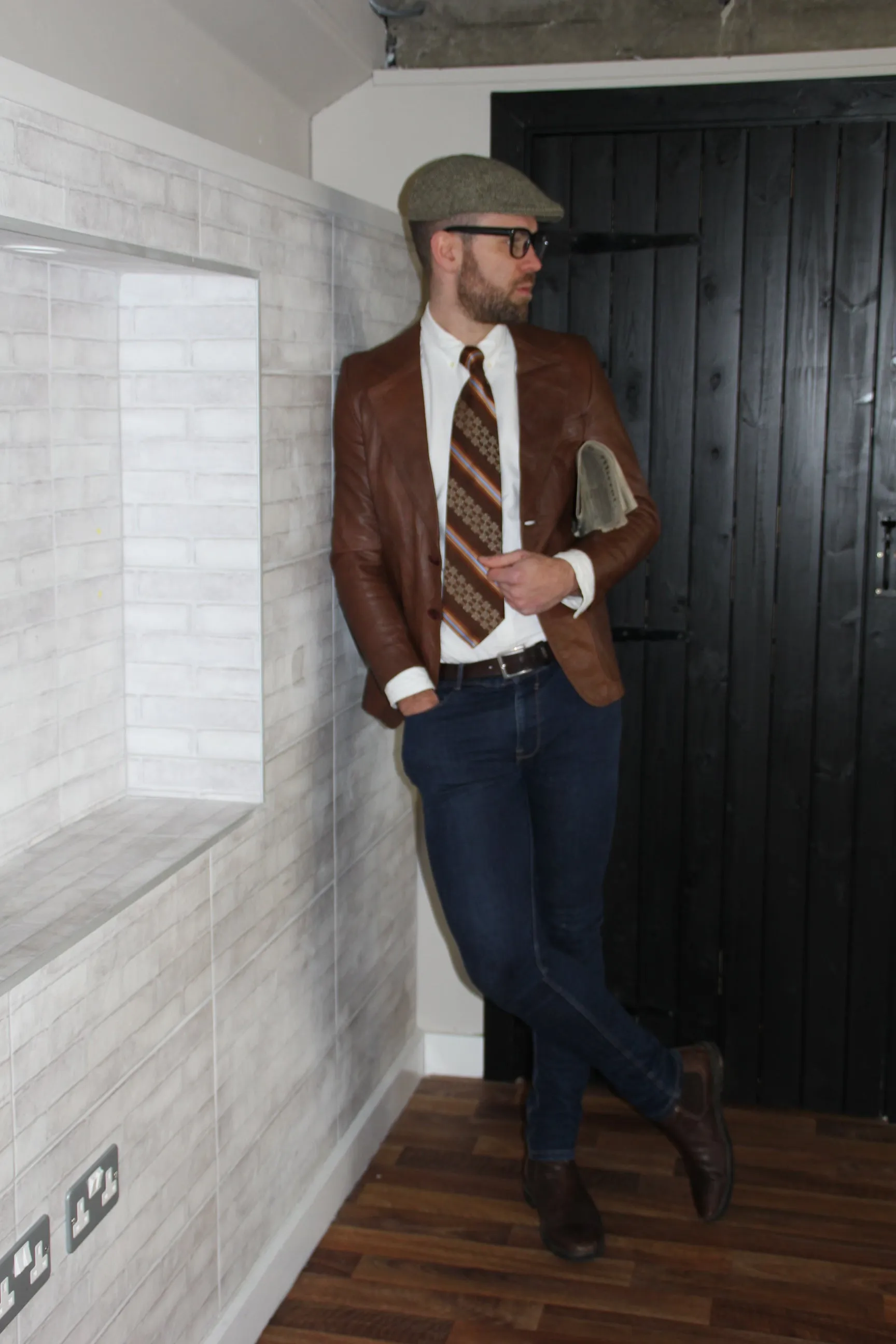 RENT Vintage Dark Brown Leather Blazer Jacket