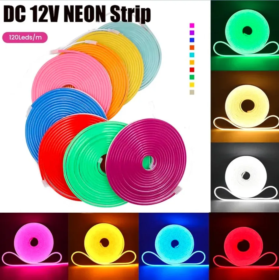 Rope Lights for Bedroom Decoration Easy Install 5m Meters Neon Strip Roll Flexible with Adapter 220V