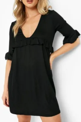 Ruffle Deep U-Neck Relaxed Dress