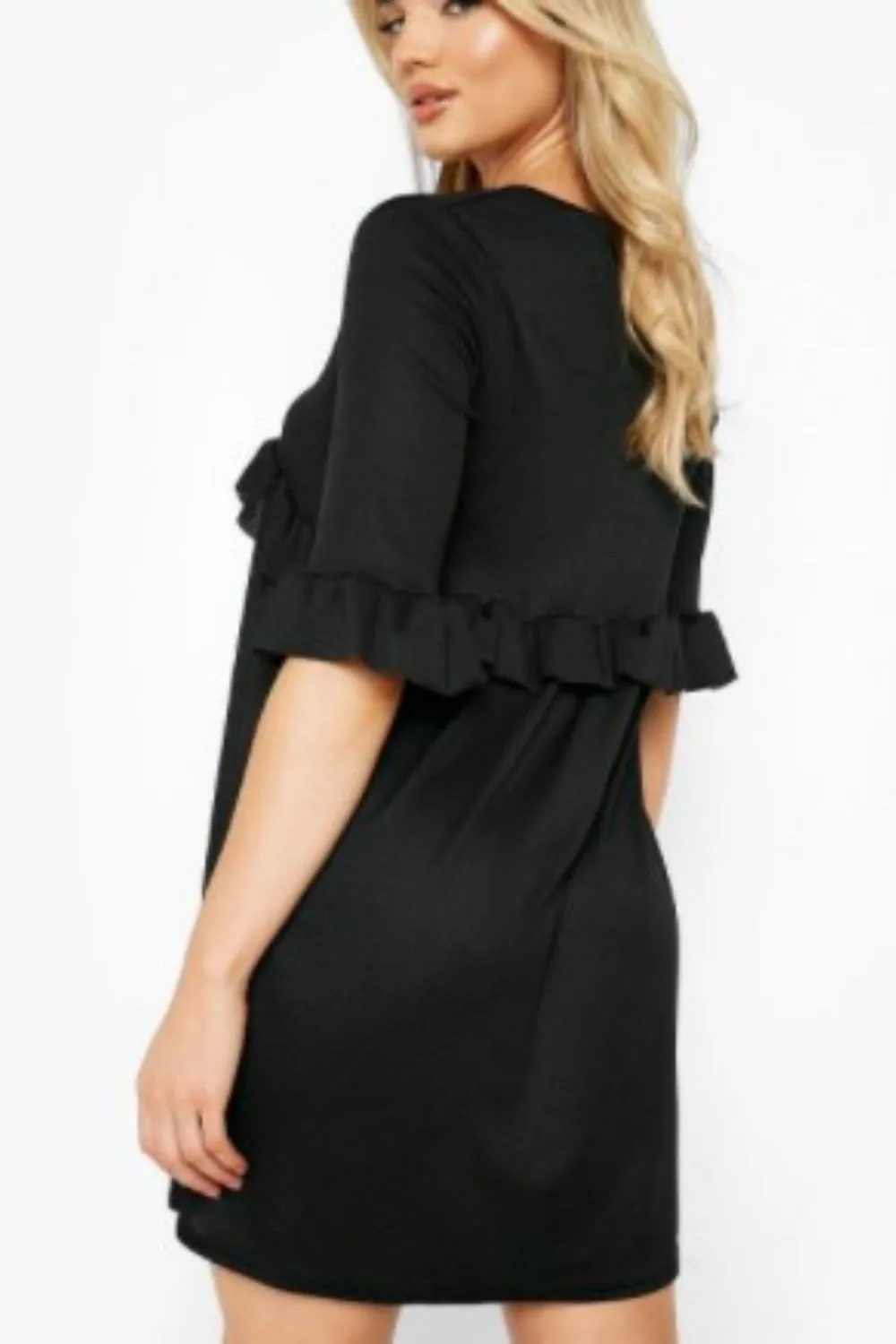 Ruffle Deep U-Neck Relaxed Dress