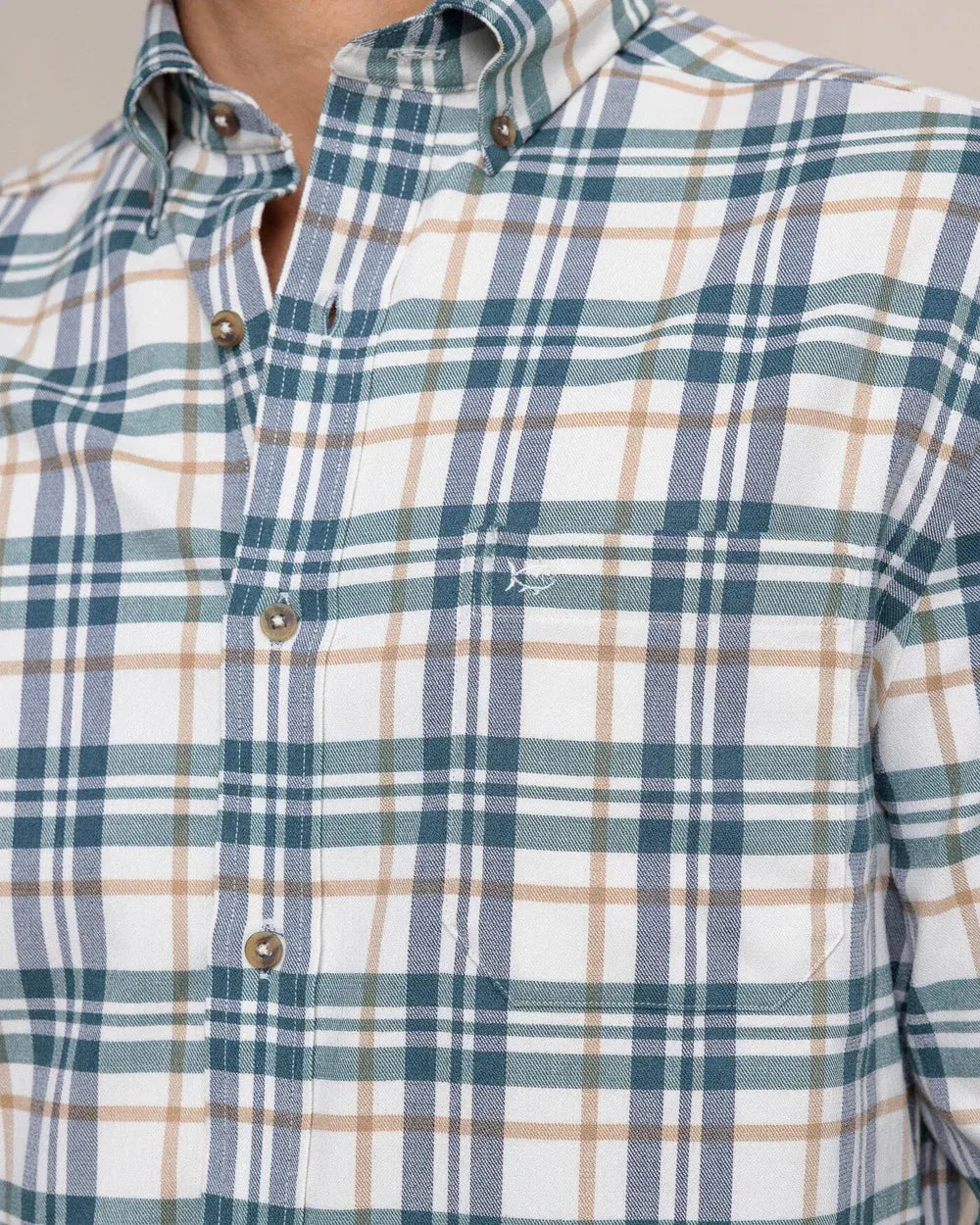 Sandbridge Plaid Flannel Sport Shirt (Oatmeal)