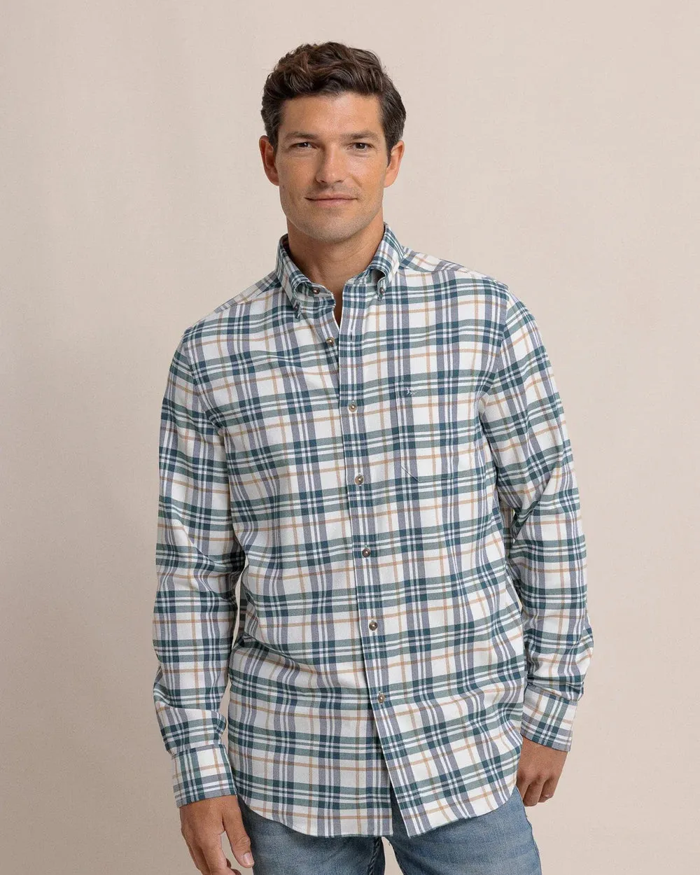 Sandbridge Plaid Flannel Sport Shirt (Oatmeal)