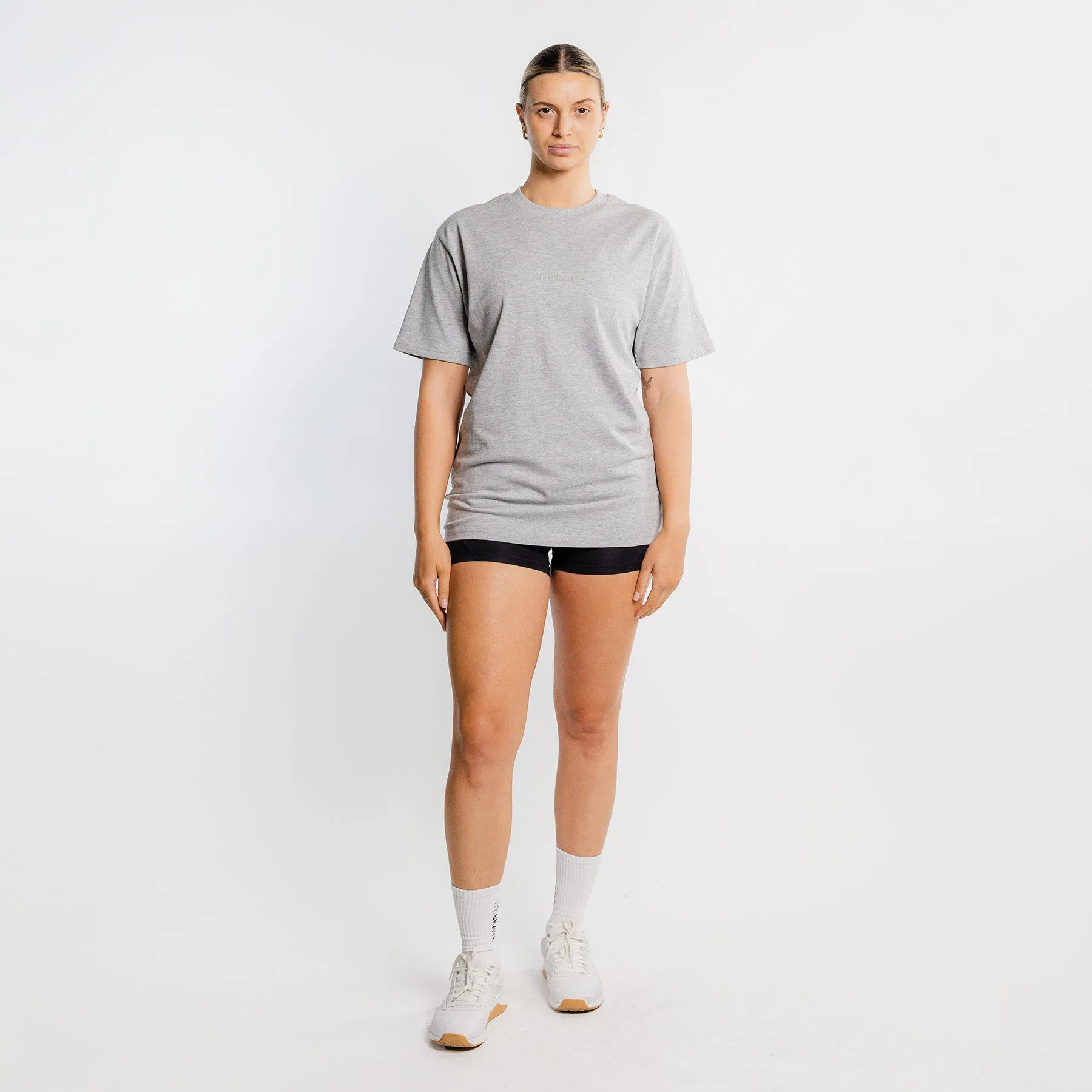 THE BRAVE - LIFESTYLE OVERSIZED T-SHIRT - LIGHT GREY MARL