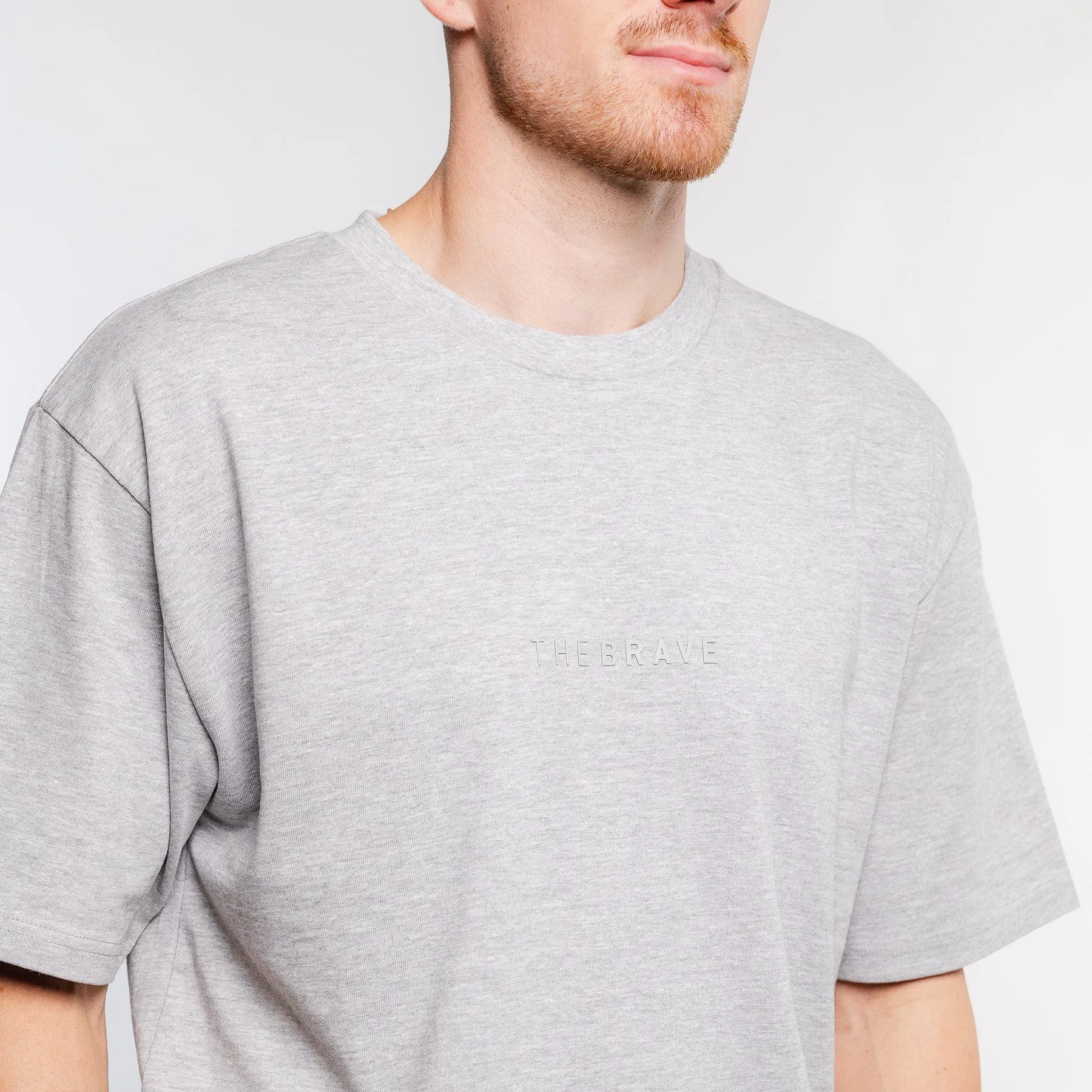 THE BRAVE - LIFESTYLE OVERSIZED T-SHIRT - LIGHT GREY MARL