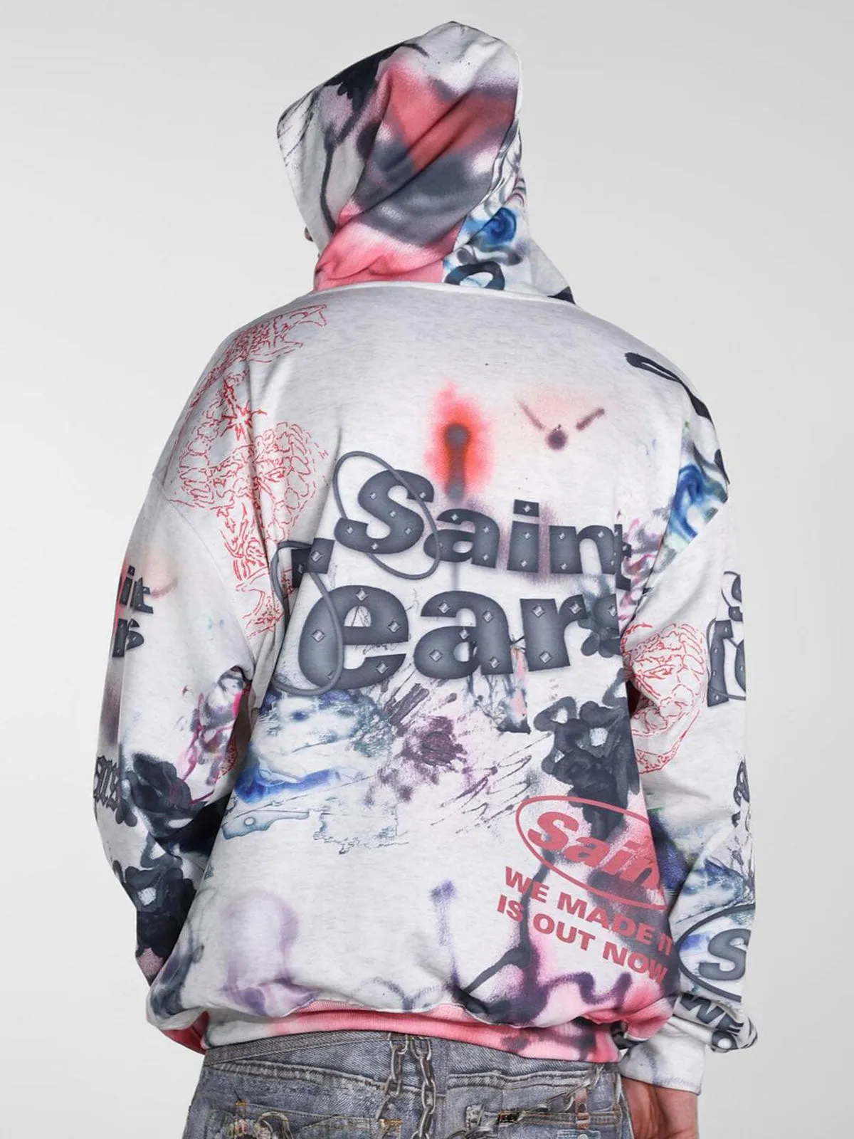 Thesupermade Hand-painted Ink Graffiti Hoodie