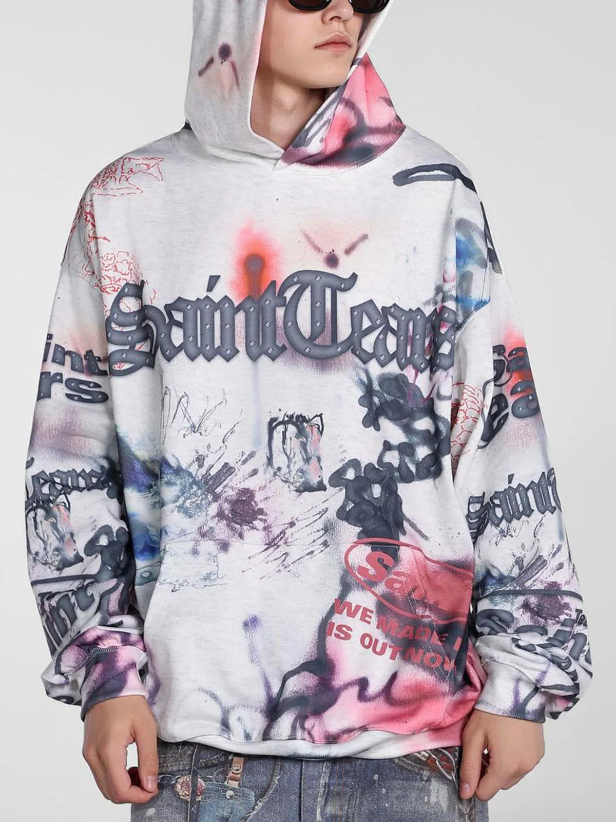 Thesupermade Hand-painted Ink Graffiti Hoodie