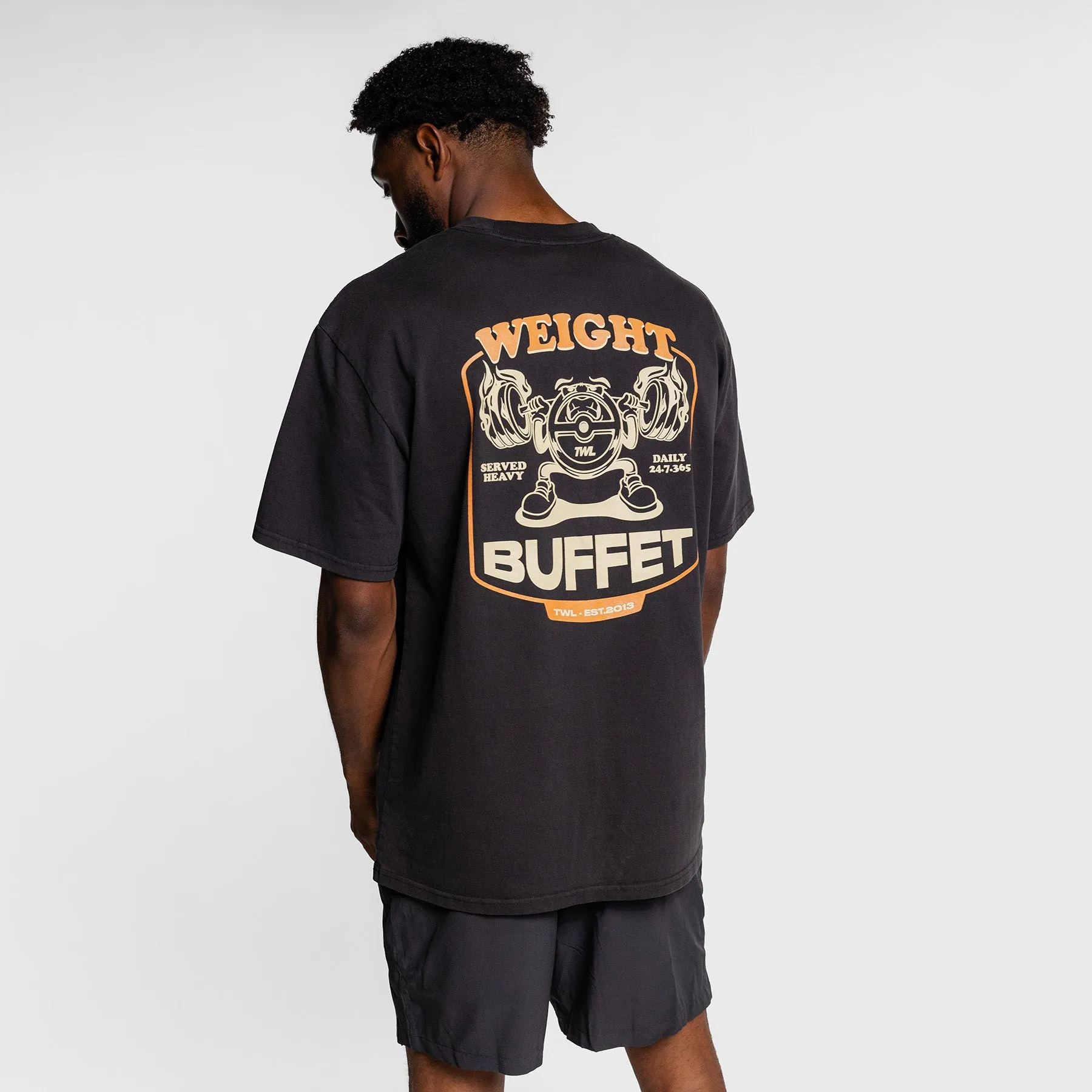 TWL - LIFESTYLE OVERSIZED T-SHIRT - WEIGHT BUFFET - FADED BLACK