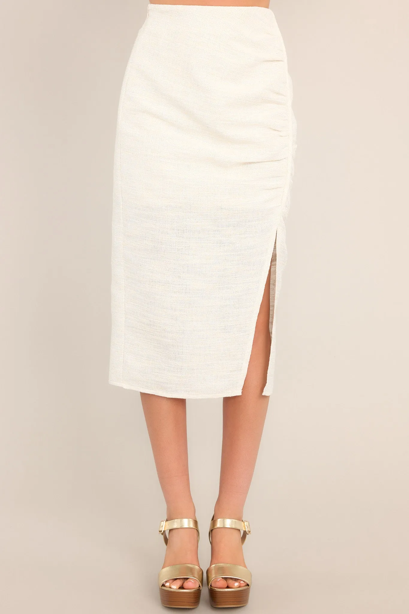 Unforgettable Moments Natural Ivory Midi Skirt