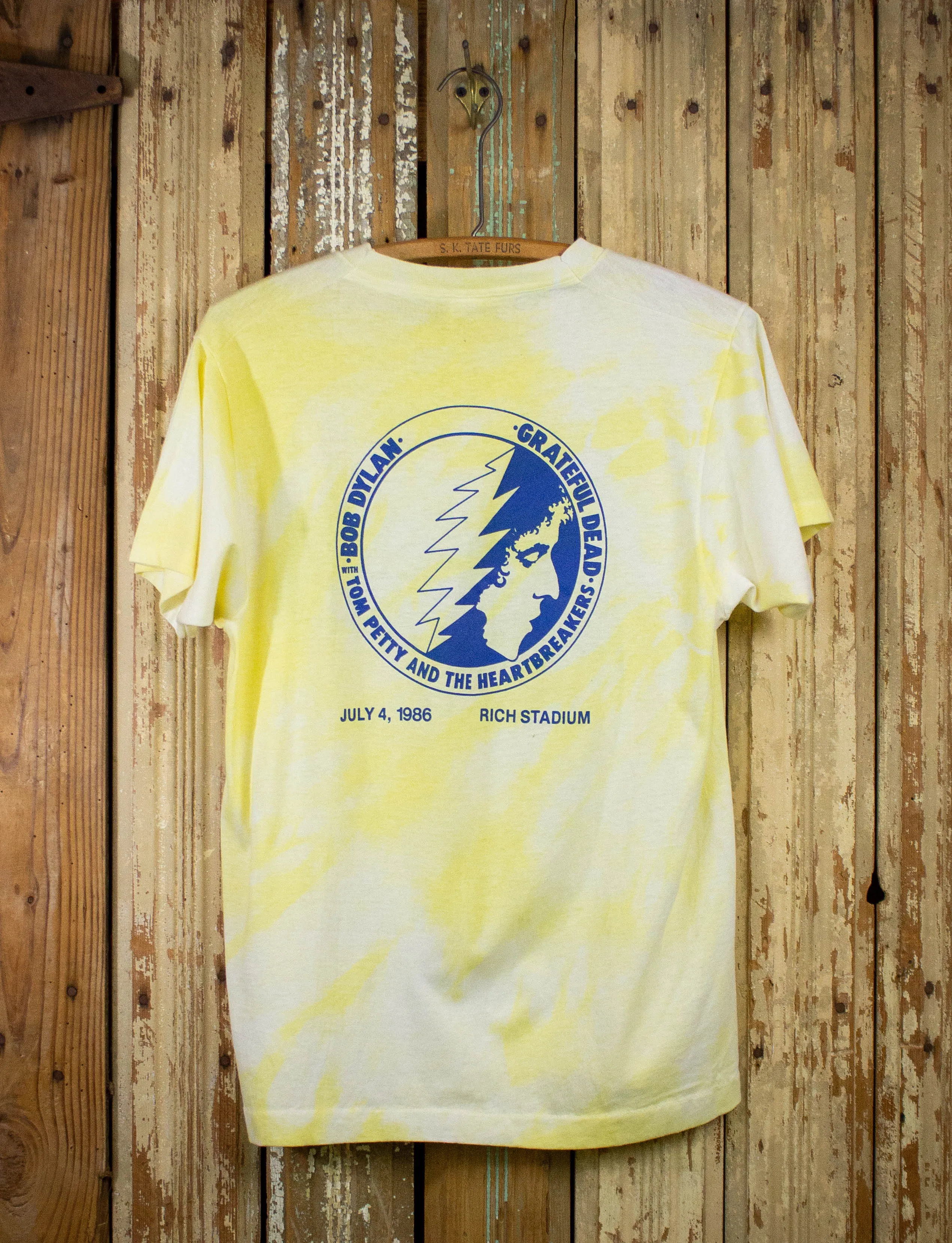 Vintage 103WPHD Bob Dylan Tom Petty Grateful Dead Concert T Shirt 1986 Yellow Medium