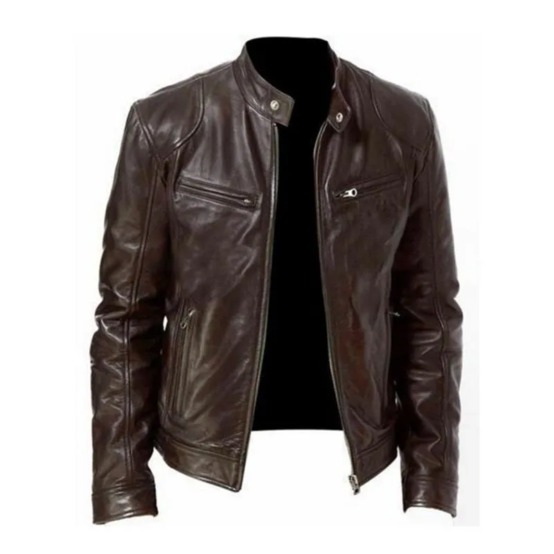 West Louis™ Motorcycle Street Style Leather Jacket