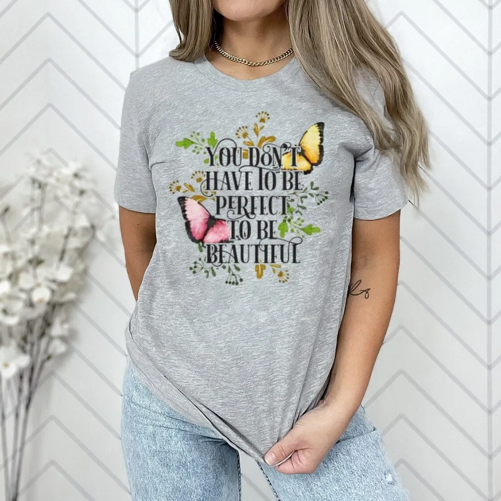 Women Flower And Butterfly Print Graphic T-shirt