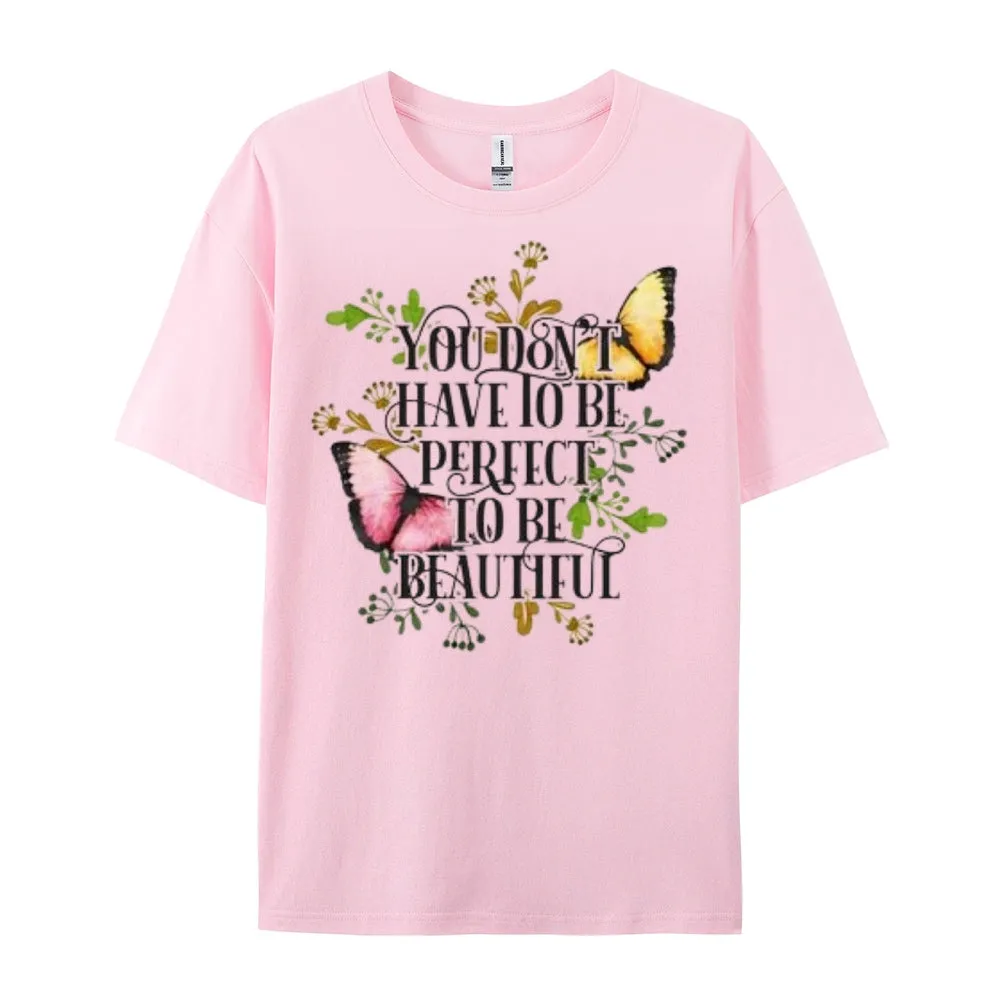 Women Flower And Butterfly Print Graphic T-shirt