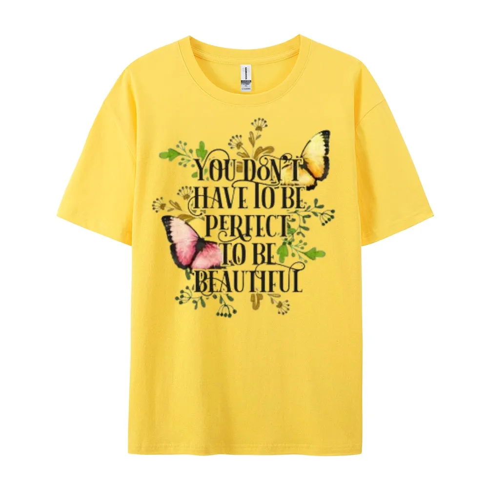 Women Flower And Butterfly Print Graphic T-shirt