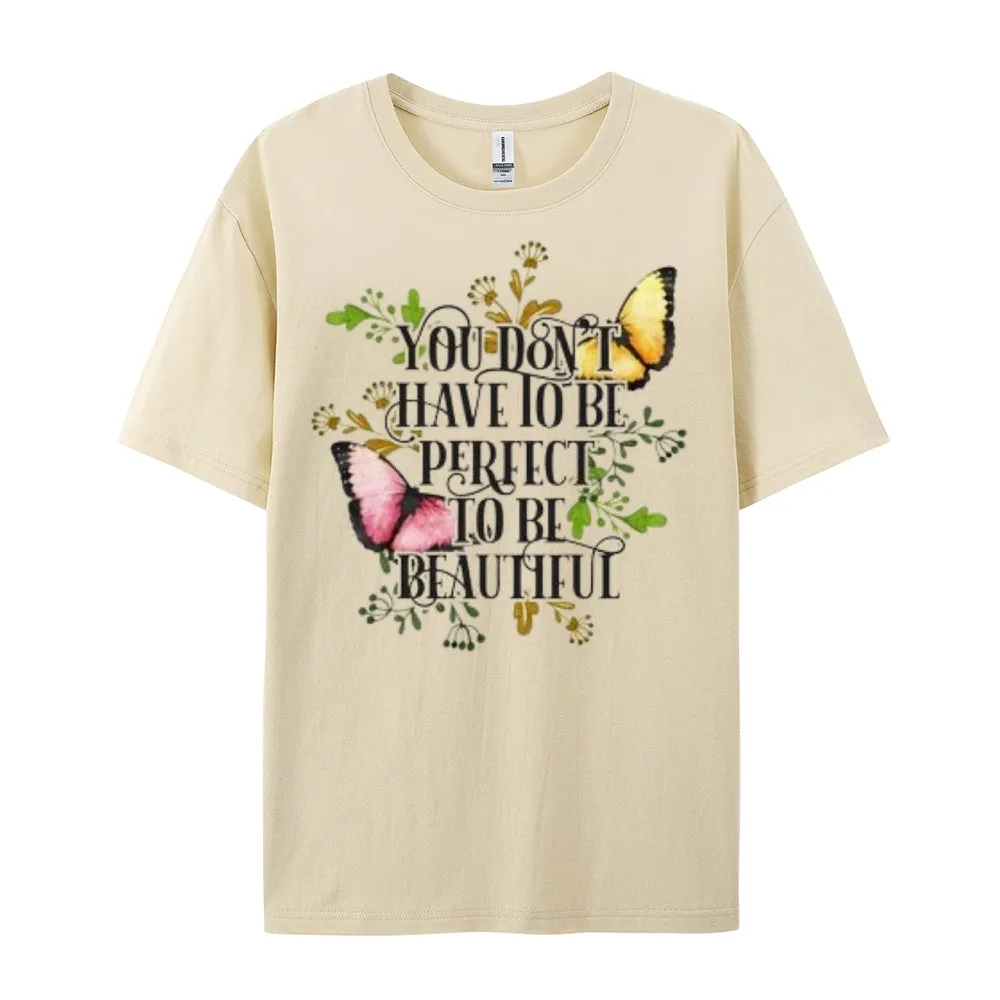 Women Flower And Butterfly Print Graphic T-shirt