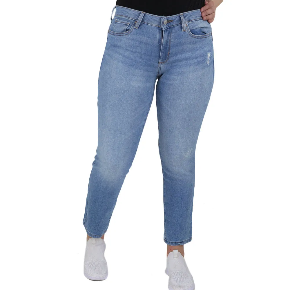 Women's Ripped Denim Pant,Light Blue