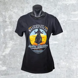 Woodstock Harley Davidson-Black Sunset Women's T-Shirt